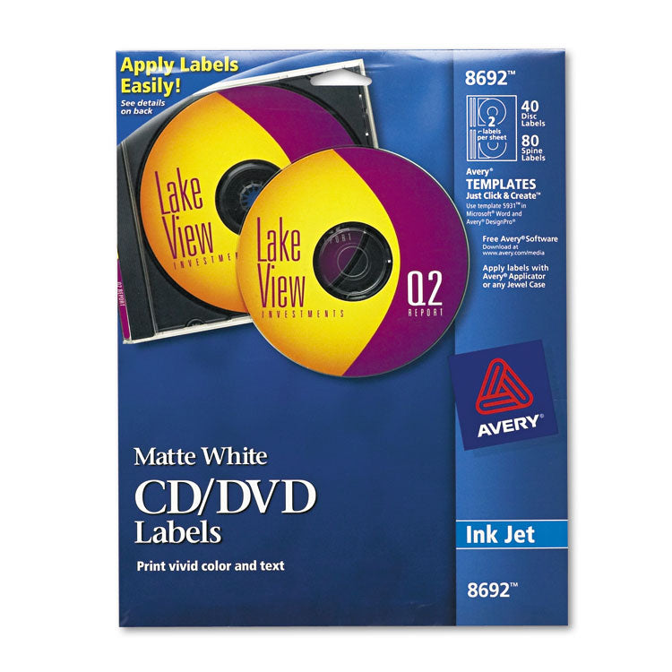 Avery - Inkjet CD Labels, Matte White, 40/Pack