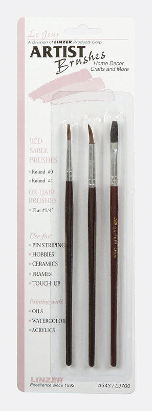 LINZER - Linzer 1-1/4 in. Assorted Artist Paint Brush Set - Case of 12