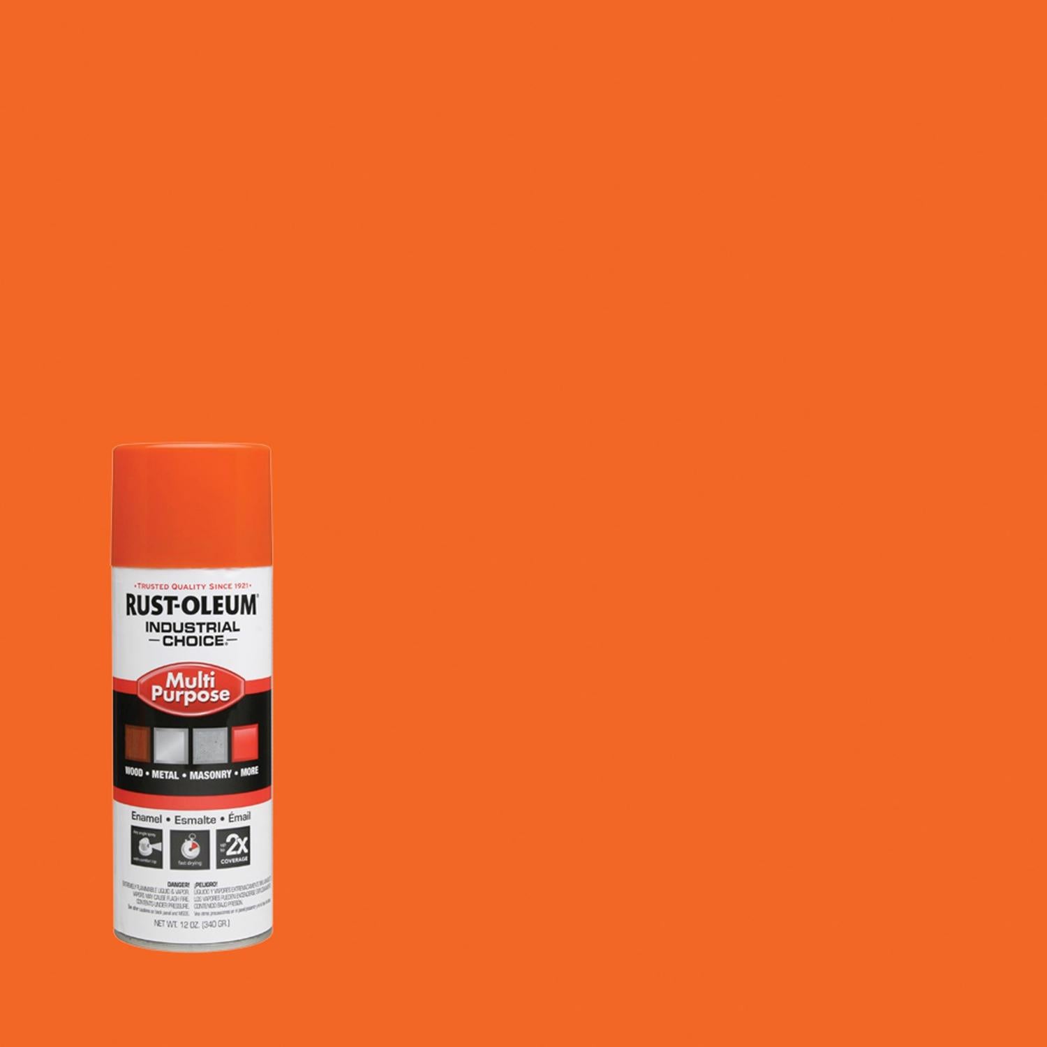 Rust-Oleum Industrial Choice Gloss OSHA Safety Orange Multi-Purpose Enamel Spray 12 oz - Case of 6