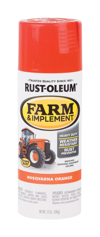 SPECIALTY - Rust-Oleum Farm & Implement Husqvarna Orange Spray Paint 12 oz - Case of 6