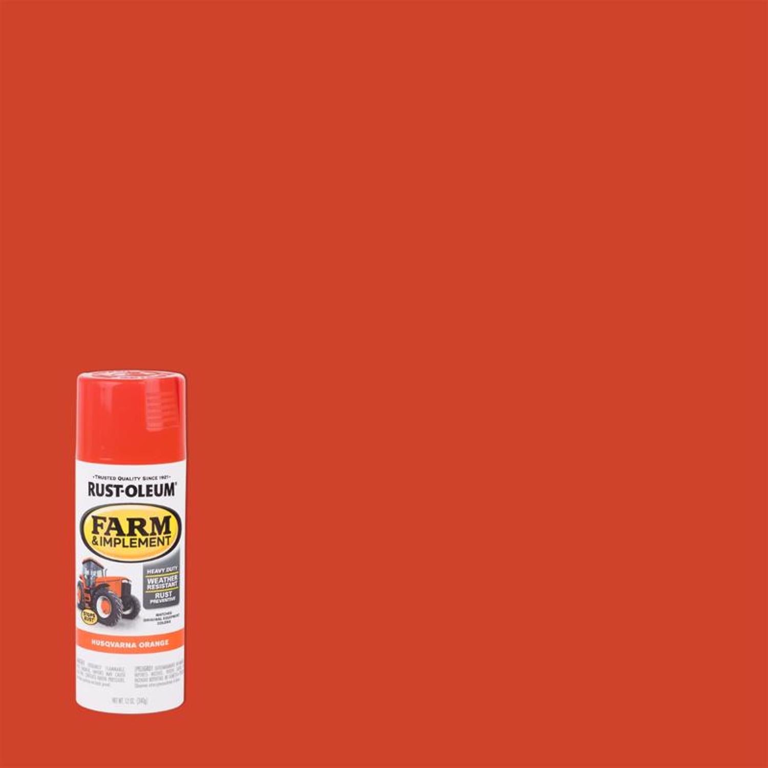 Rust-Oleum Farm & Implement Gloss Husqvarna Orange Spray Paint 12 oz - Case of 6