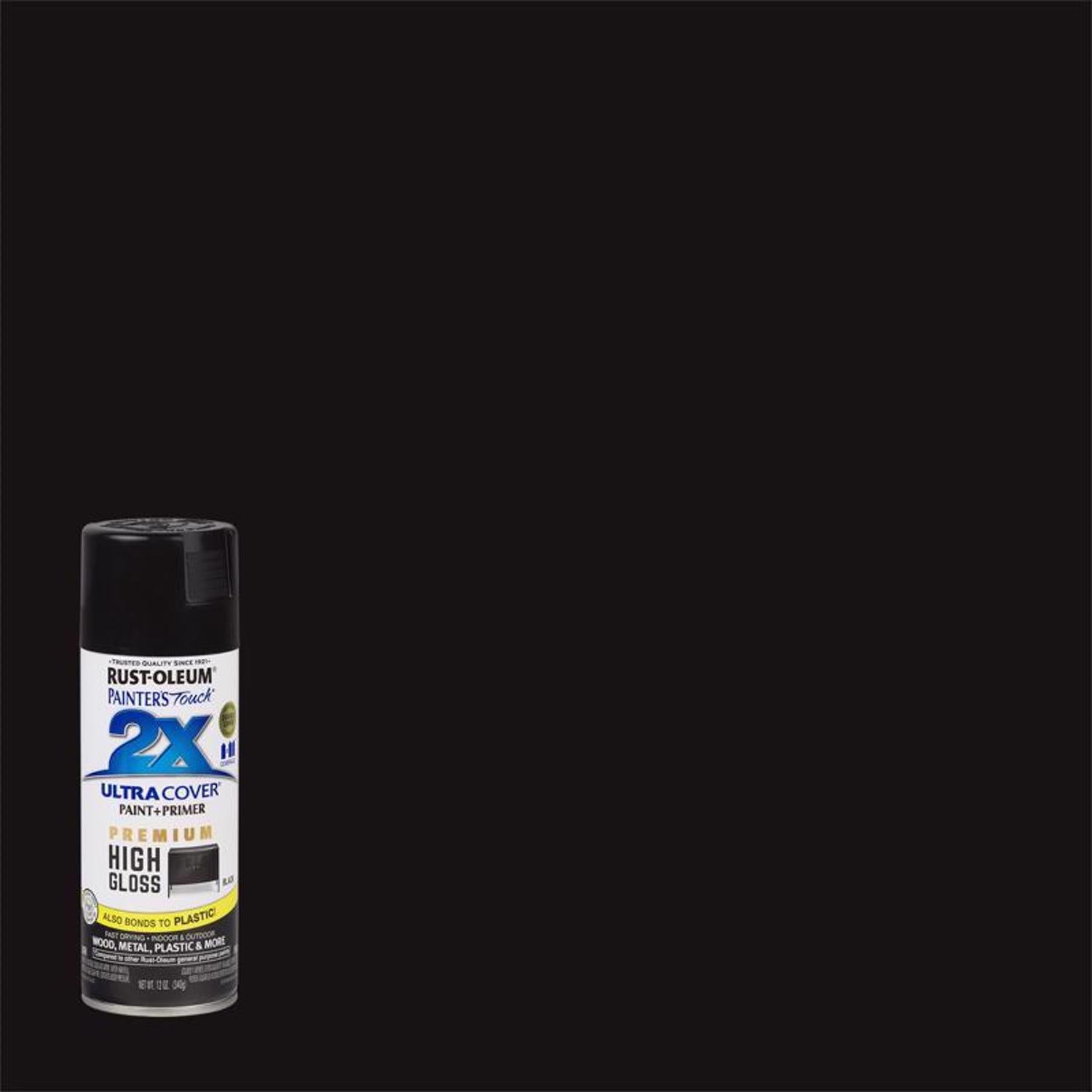 Rust-Oleum Painter's Touch 2X Ultra Cover High-Gloss Black Paint+Primer Spray Paint 12 oz - Case of 6