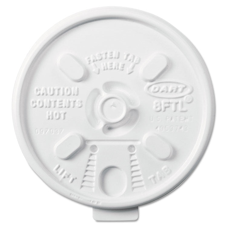 Dart - Lift n' Lock Plastic Hot Cup Lids, Fits 8 oz Cups, White, 1,000/Carton