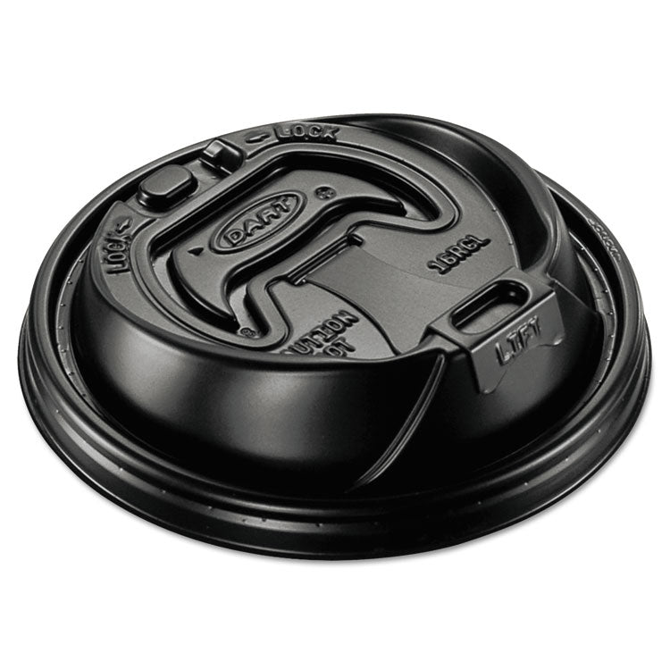 Dart - Optima Reclosable Lid, Fits 12 oz to 24 oz Foam Cups, Black, 100 Pack, 10 Packs/Carton