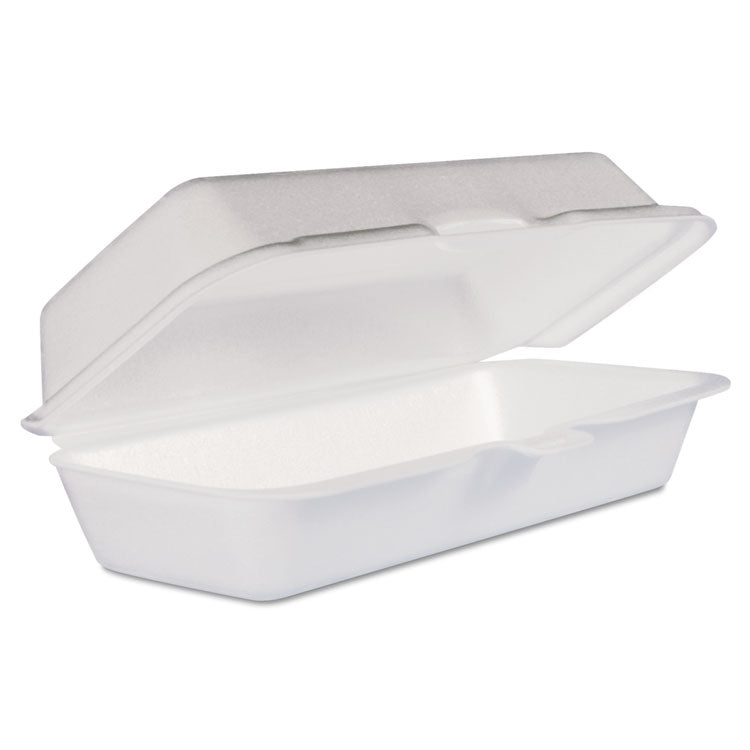 Dart - Foam Hinged Lid Container, Hot Dog Container, 3.8 x 7.1 x 2.3, White,125/Bag, 4 Bags/Carton