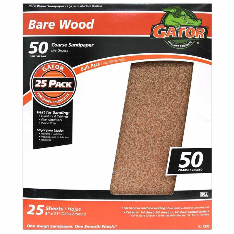 GATOR - Gator 11 in. L X 9 in. W 50 Grit Aluminum Oxide Sanding Sheet 1 pk - Case of 25