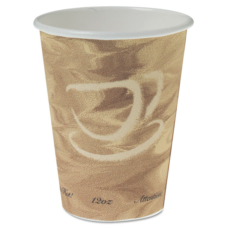 Dart - Mistique Polycoated Hot Paper Cup, 12 oz, Printed, Brown, 50/Sleeve, 20 Sleeves/Carton