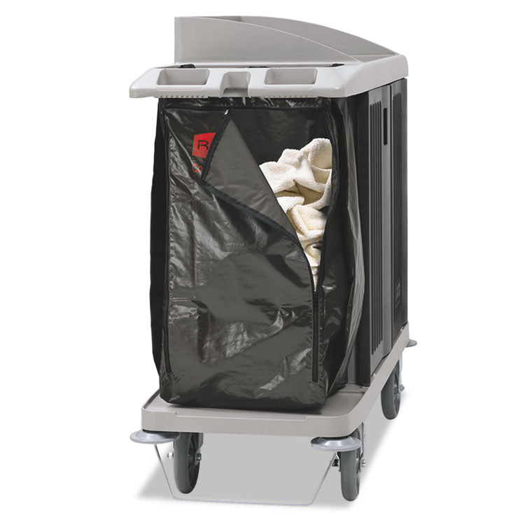 Rubbermaid Commercial - Zippered Vinyl Cleaning Cart Bag, 25 gal, 17" x 33", Brown