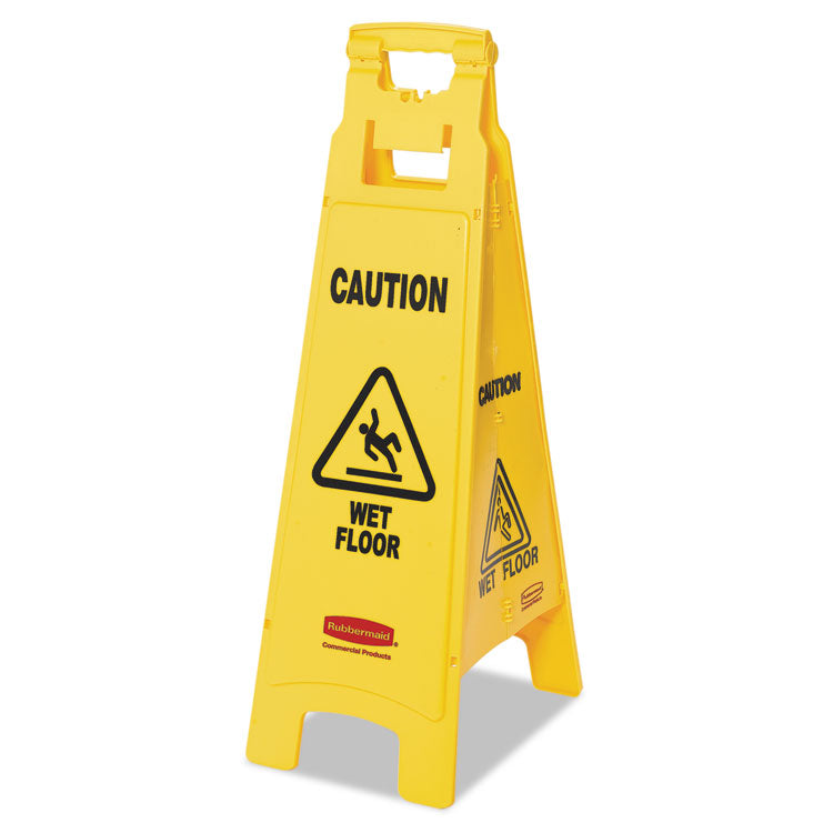 Rubbermaid Commercial - Caution Wet Floor Sign, 4-Sided, 12 x 16 x 38, Yellow