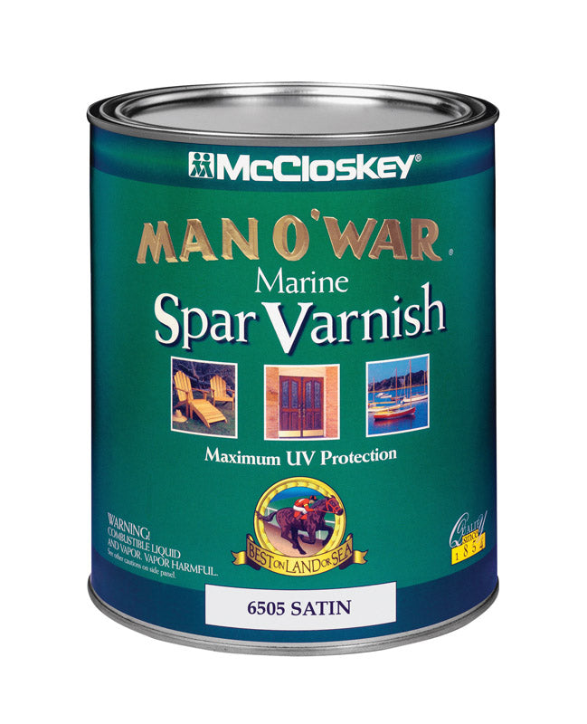 MAN O' WAR - McCloskey Man O' War Satin Clear Marine Spar Varnish 1 qt - Case of 4 [080.0006505.005]