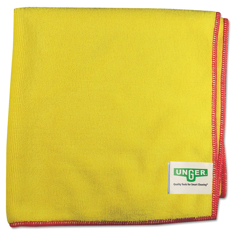 Unger - SmartColor MicroWipes 4000, Heavy-Duty, 16 x 15, Yellow/Red, 10/Pack