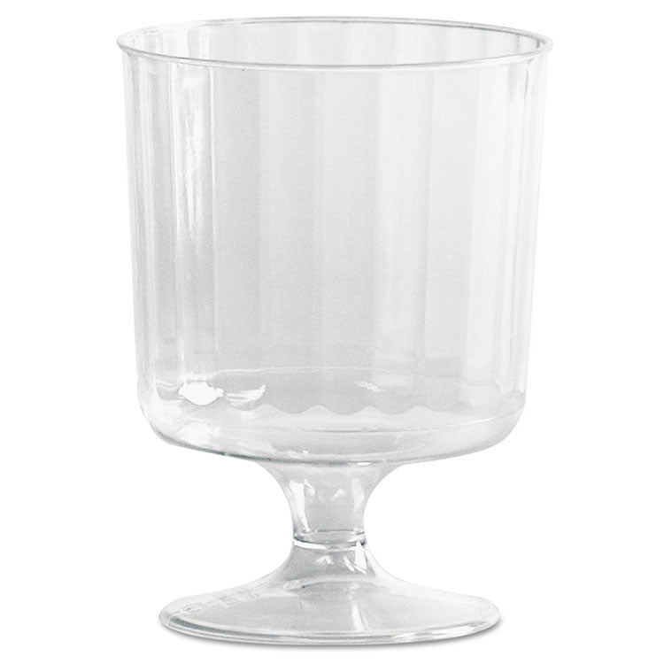 WNA - Classic Crystal Plastic Wine Glasses on Pedestals, 5 oz, Clear, Fluted, 10/Pack, 24 Packs/Carton