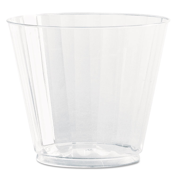 WNA - Classic Crystal Plastic Tumblers, 9 oz, Clear, Fluted, Squat, 20/Pack, 12 Packs/Carton