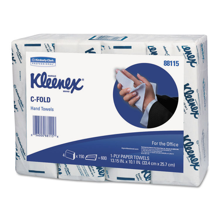 Kleenex - C-Fold Paper Towels for Business, Absorbency Pockets, 10.13 x 13.15, White, 150/Pack, 16/Carton