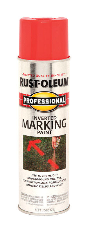 RUST-OLEUM - Rust-Oleum Professional Fluorescent Red-Orange Inverted Marking Paint 15 oz - Case of 6