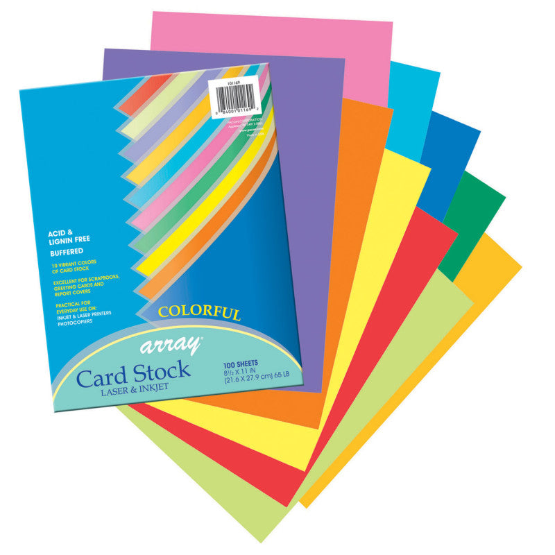 PACON - Colorful Card Stock, 10 Assorted Colors, 8-1/2" x 11", 100 Sheets