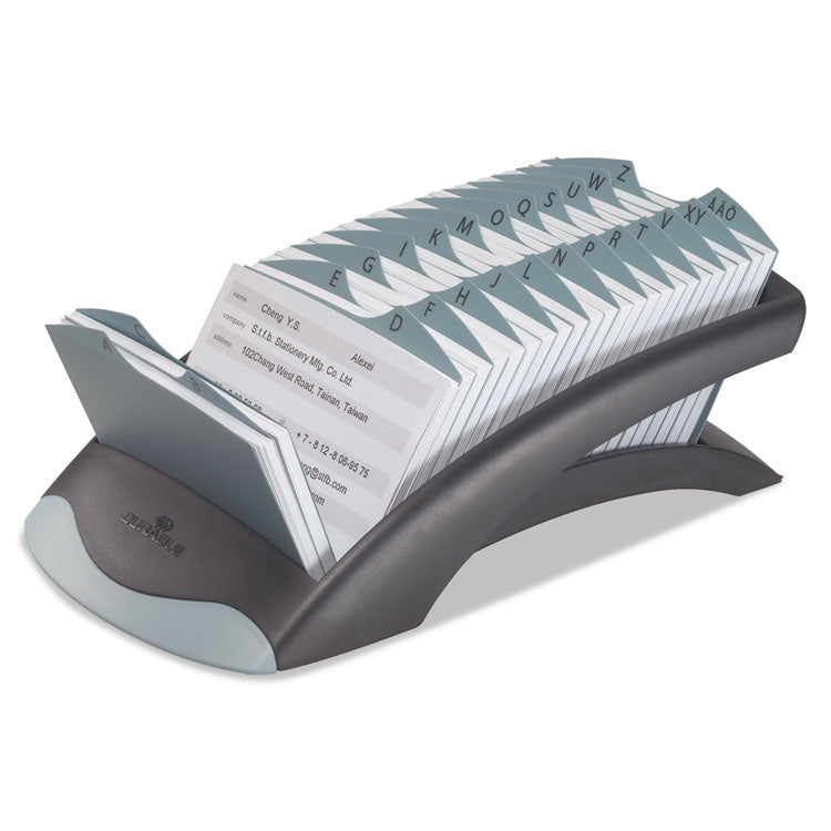 Durable - TELINDEX Desk Address Card File, Holds 500 2.88 x 4.13 Cards, 5.13 x 9.31 x 3.56, Plastic, Graphite/Black