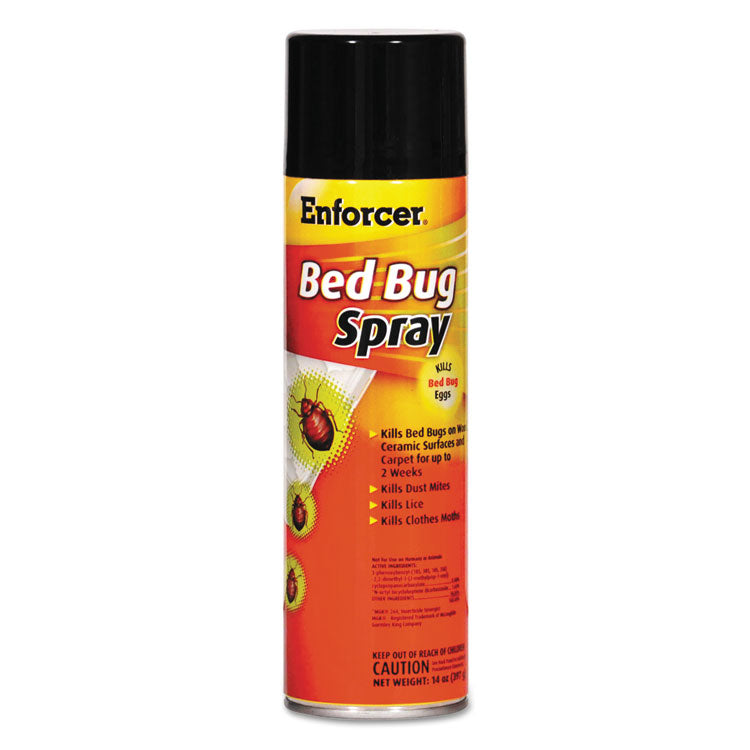 Enforcer - Bed Bug Spray, For Bed Bugs/Dust Mites/Lice/Moths, 14 oz Aerosol Spray, 12/Carton