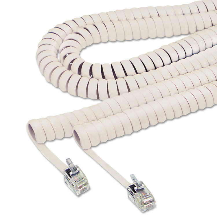 Softalk - Coiled Phone Cord, Plug/Plug, 25 ft, Beige