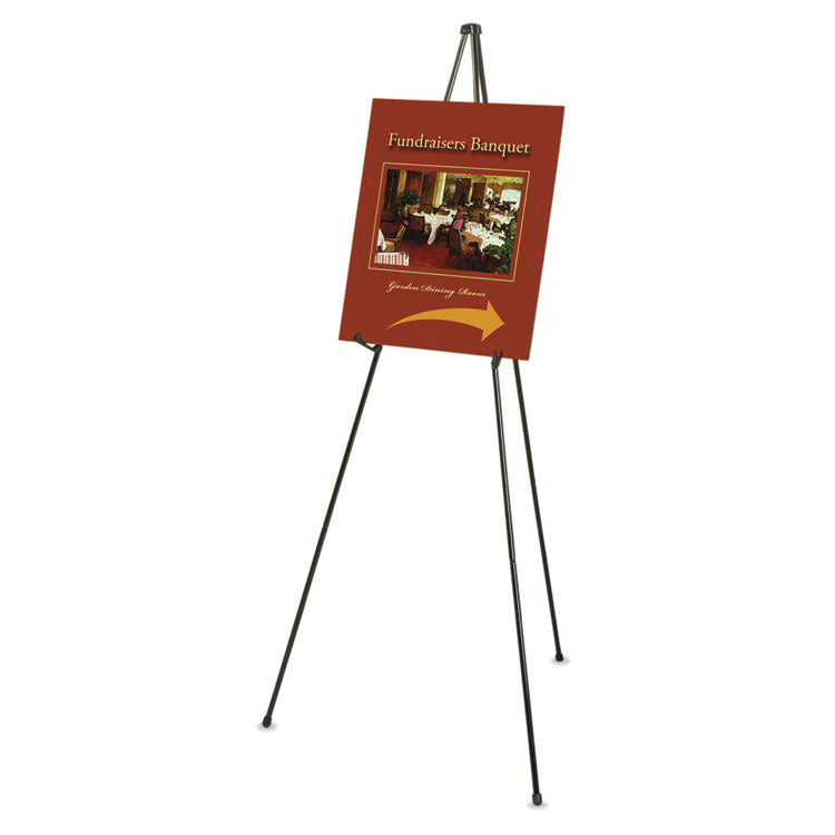 Quartet - Heavy-Duty Adjustable Instant Easel Stand, 25" to 63" High, Steel, Black