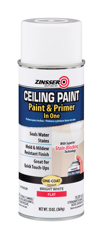 ZINSSER - Zinsser Flat Bright White Water-Based Ceiling Paint and Primer in One Interior 13 oz