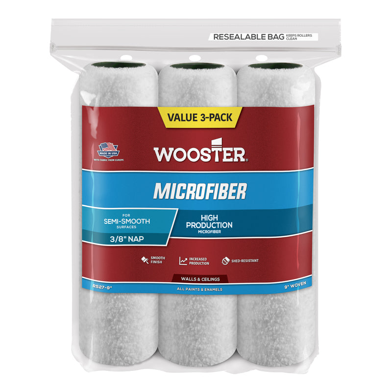 WOOSTER - Wooster Microfiber 9 in. W X 3/8 in. Paint Roller Cover 3 pk