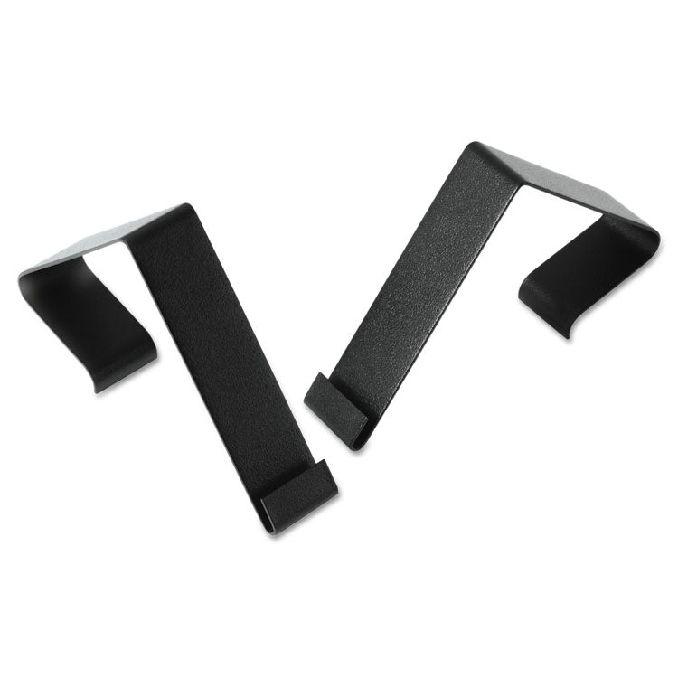 Quartet - Cubicle Partition Hangers, For 1.5" to 2.5" Thick Partition Walls, Black, 2/Set