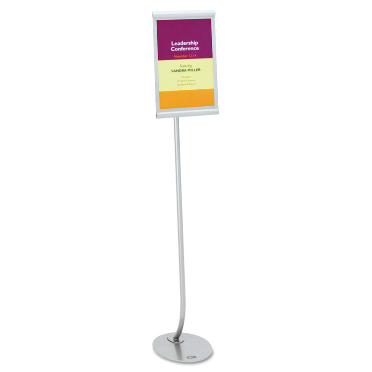 Quartet - Designer Sign Stand, Silver Aluminum Frame, 11 x 17