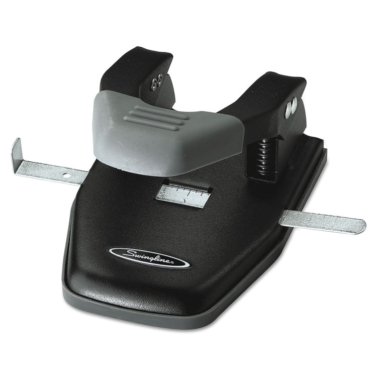 Swingline - 28-Sheet Comfort Handle Steel Two-Hole Punch, 1/4" Holes, Black/Gray