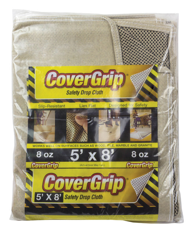 COVERGRIP - CoverGrip 5 ft. W X 8 ft. L X 1.5 mil 8 oz Safety Canvas Drop Cloth 1 pk