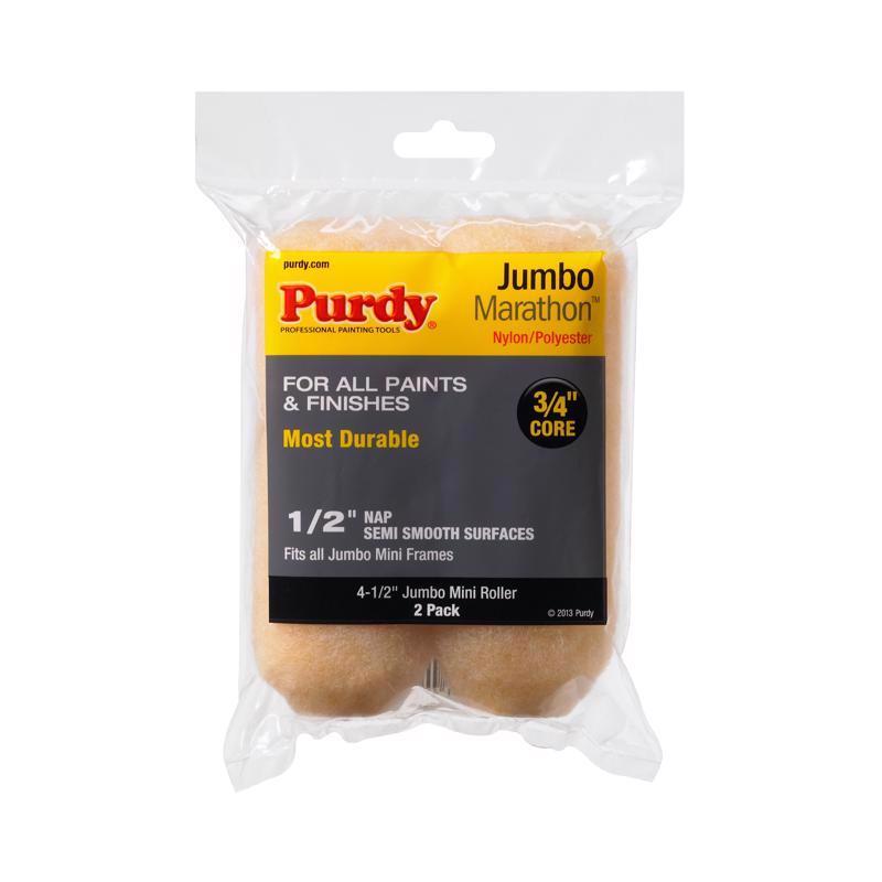 PURDY CORPORATION - Purdy Marathon Nylon/Polyester 4.5 in. W X 1/2 in. Jumbo Mini Paint Roller Cover 2 pk