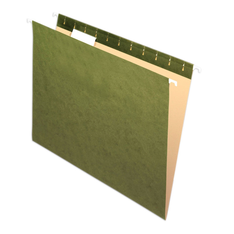 PENDAFLEX - Recycled Hanging Folders, Letter Size, Standard Green, 1/5 Cut, Box of 25