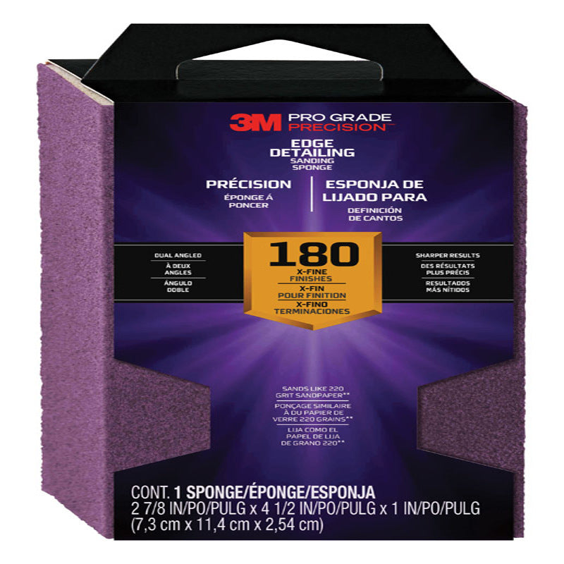 3M - 3M 4-1/2 in. L X 2-7/8 in. W X 1 in. 180 Grit Extra Fine Dual Angle Sanding Sponge