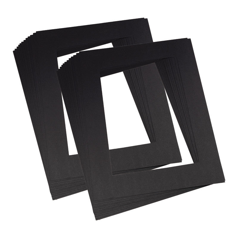 PACON - Pre-Cut Mat Frames, 11.5" x 16.75" Frame, 8" x 10.75" Window, Black, 12 Per Pack, 2 Packs