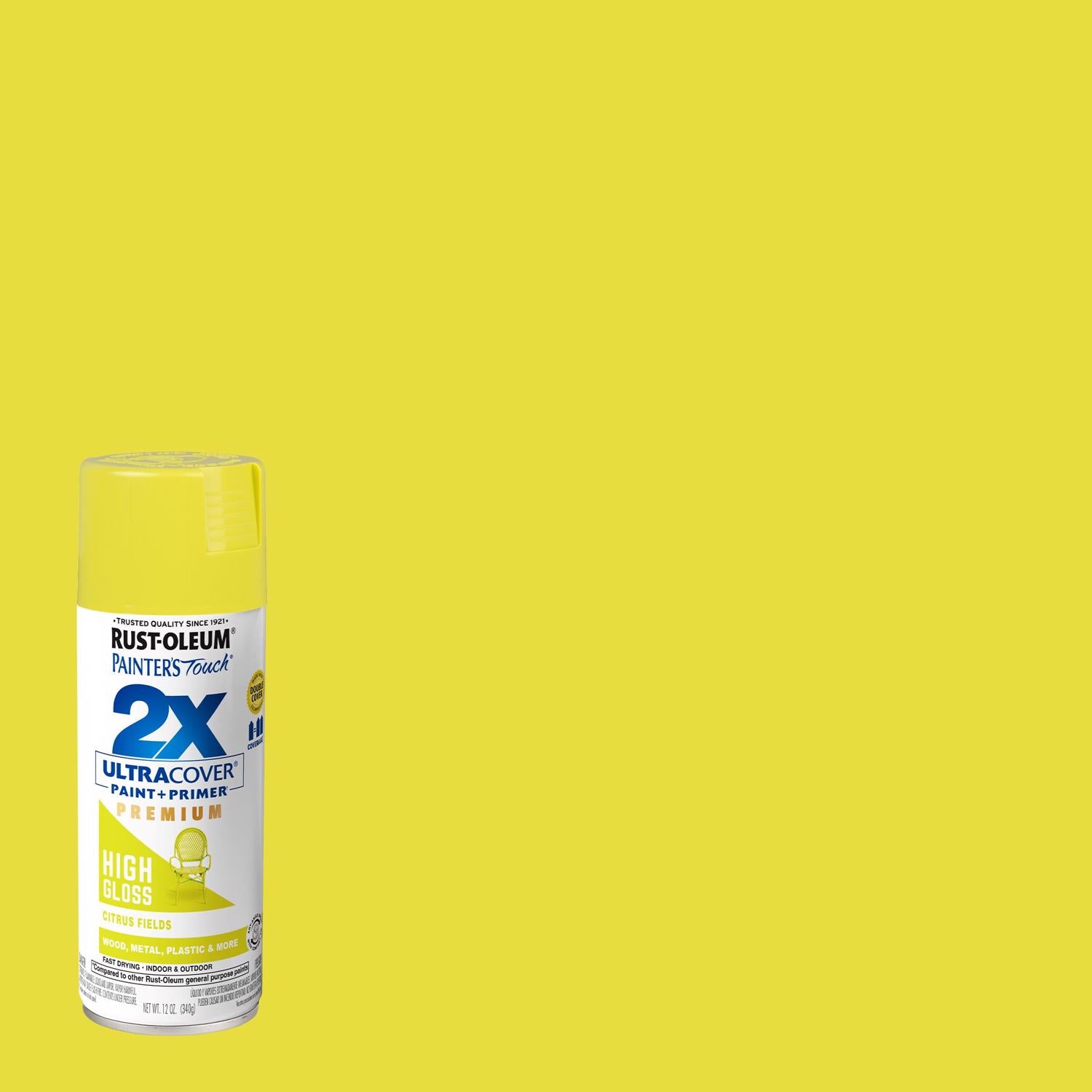 Rust-Oleum Painter's Touch High-Gloss Citrus Fields Paint+Primer Spray Paint 12 oz - Case of 6