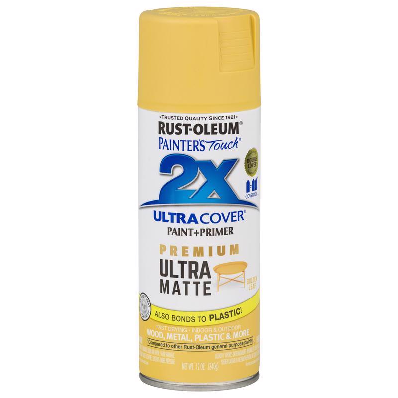 RUST-OLEUM - Rust-Oleum Painter's Touch 2X Ultra Cover Matte Golden Leaf Paint+Primer Spray Paint 12 oz - Case of 6