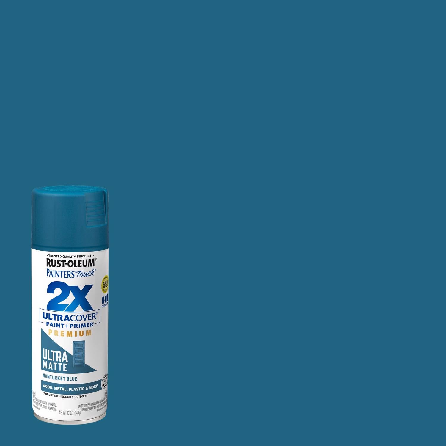 Rust-Oleum Painter's Touch 2X Ultra Cover Ultra Matte Nantucket Blue Paint+Primer Spray Paint 12 oz - Case of 6