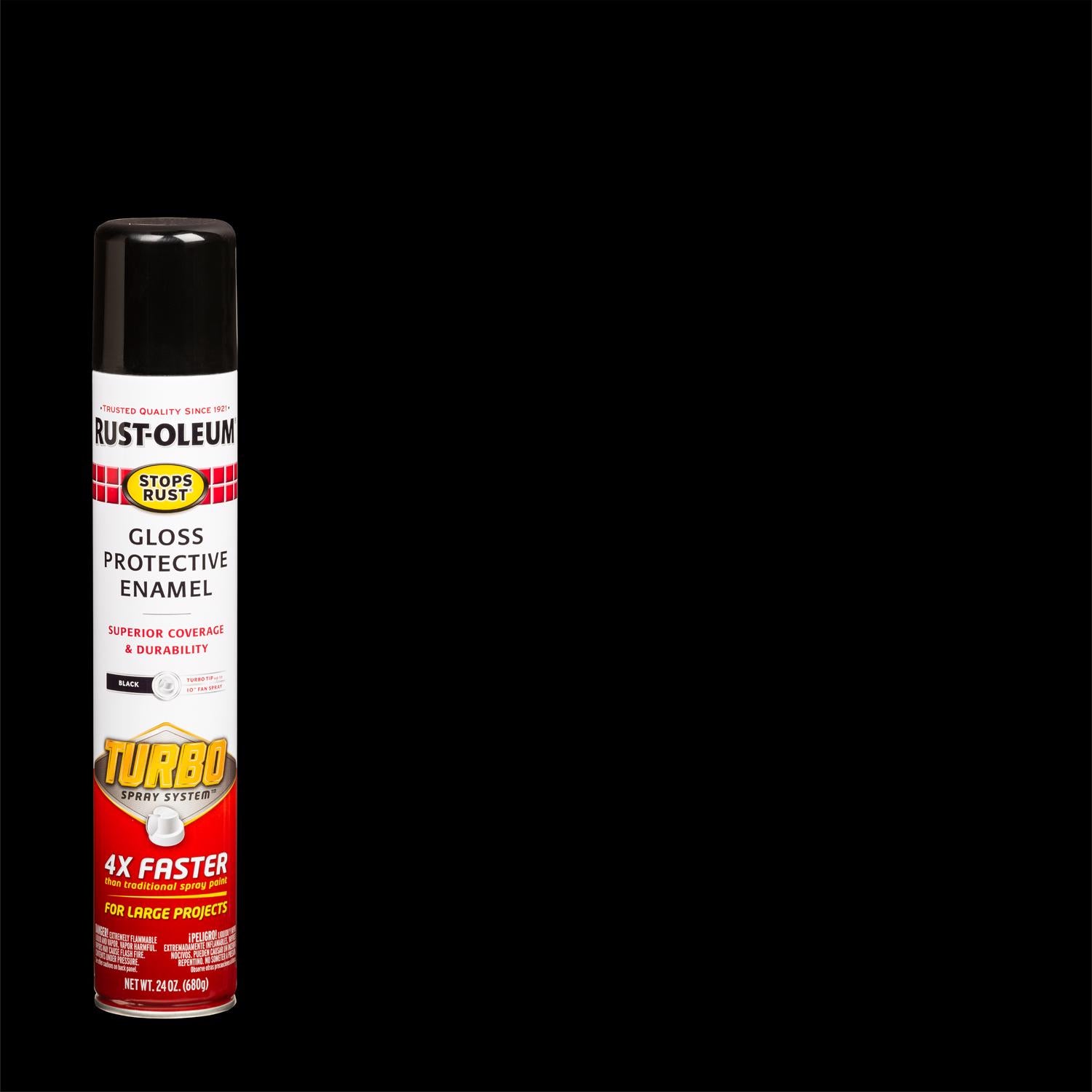 Rust-Oleum Stops Rust Turbo Spray System Gloss Black Protective Enamel Spray Paint 24 oz - Case of 6