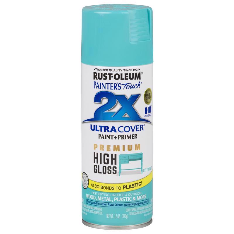 RUST-OLEUM - Rust-Oleum Painter's Touch 2X Ultra Cover High-Gloss St Tropez Paint+Primer Spray Paint 12 oz - Case of 6