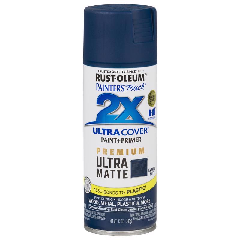 RUST-OLEUM - Rust-Oleum Painter's Touch Ultra Matte Evening Navy Paint+Primer Spray Paint 12 oz - Case of 6