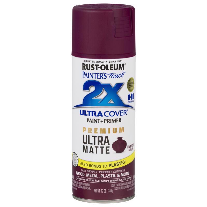 RUST-OLEUM - Rust-Oleum Painter's Touch 2X Ultra Cover Ultra Matte Harvest Grape Paint+Primer Spray Paint 12 oz - Case of 6