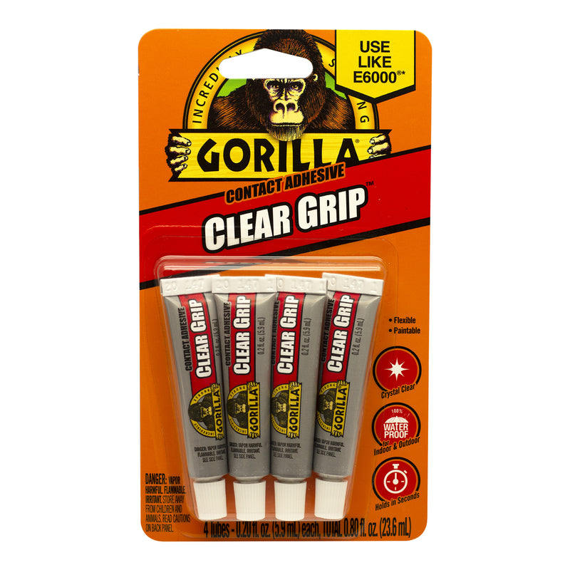 GORILLA - Gorilla Clear Grip High Strength Contact Adhesive 4 pk