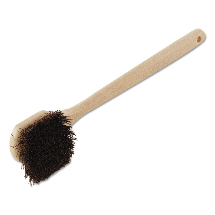 Boardwalk - Utility Brush, Brown Palmyra Fiber Bristles, 5.5" Brush, 14.5" Tan Plastic Handle