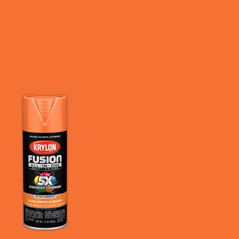 KRYLON - Krylon Fusion All-In-One Gloss Popsicle Orange Paint+Primer Spray Paint 12 oz - Case of 6