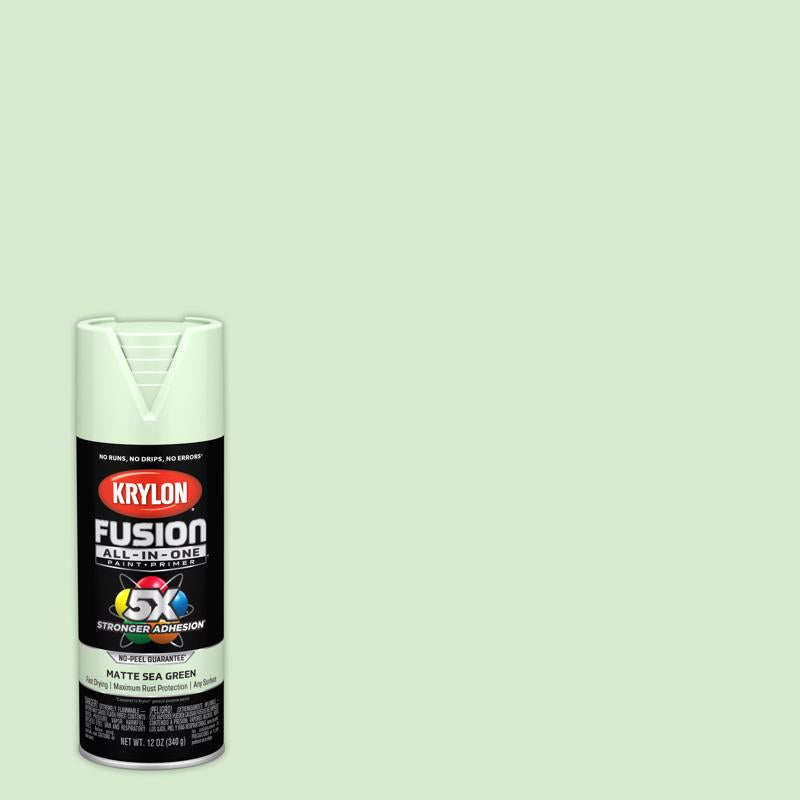 KRYLON - Krylon Fusion All-In-One Matte Sea Green Paint+Primer Spray Paint 12 oz - Case of 6