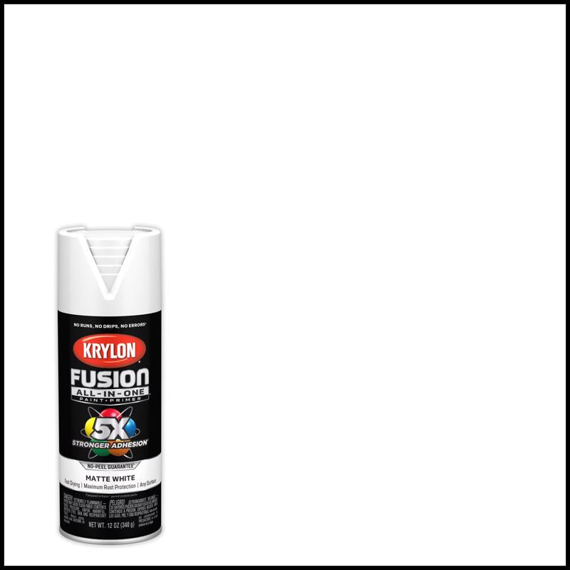 KRYLON - Krylon Fusion All-In-One Matte White Paint+Primer Spray Paint 12 oz - Case of 6