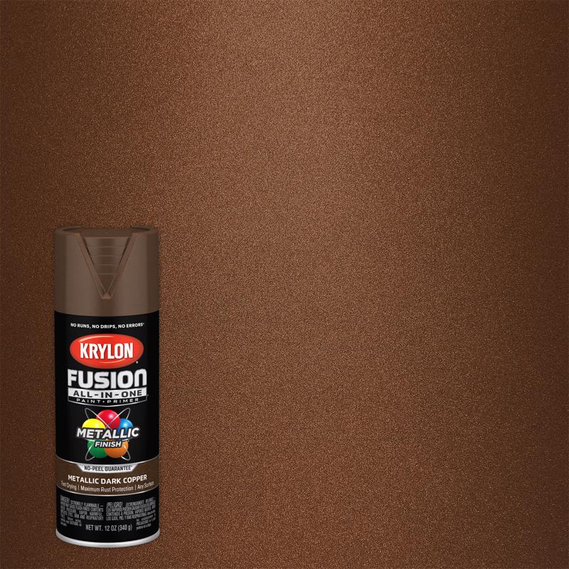 KRYLON - Krylon Fusion All-In-One Metallic Dark Copper Paint+Primer Spray Paint 12 oz - Case of 6