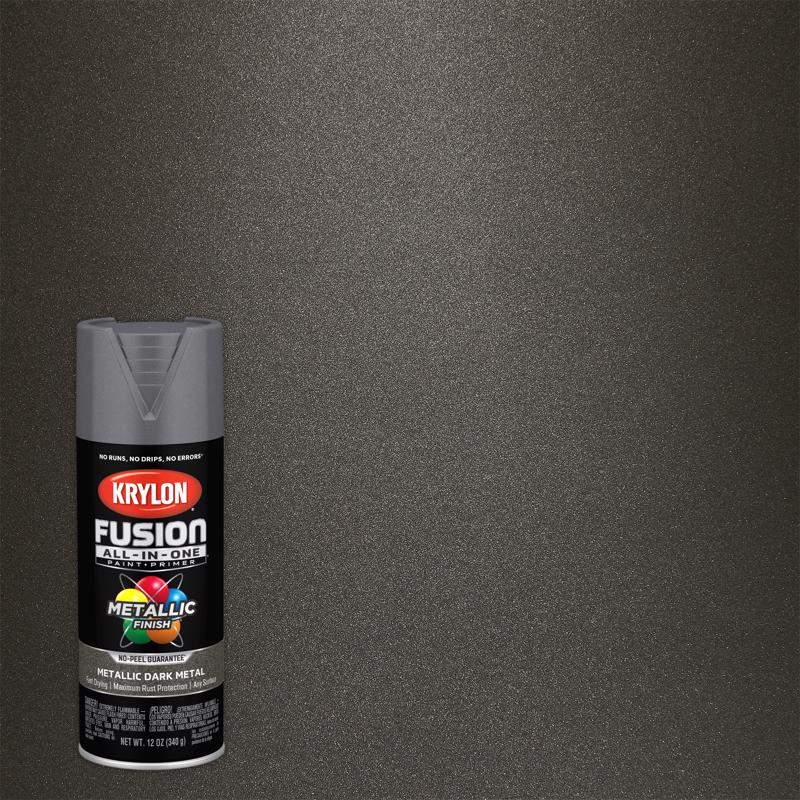 KRYLON - Krylon Fusion All-In-One Metallic Dark Metal Paint+Primer Spray Paint 12 oz - Case of 6