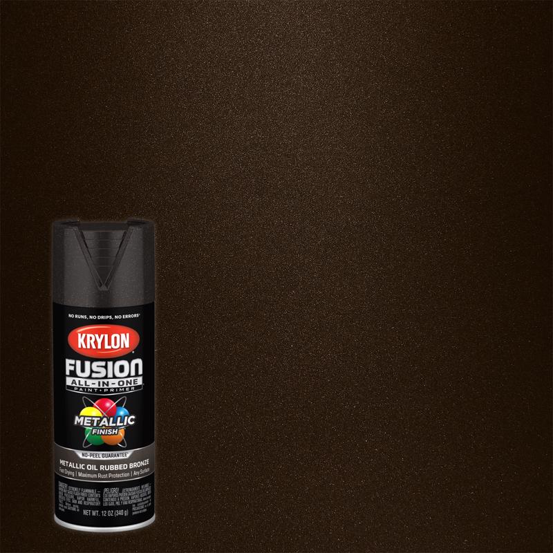 KRYLON - Krylon Fusion All-In-One Metallic Oil Rubbed Bronze Paint+Primer Spray Paint 12 oz - Case of 6
