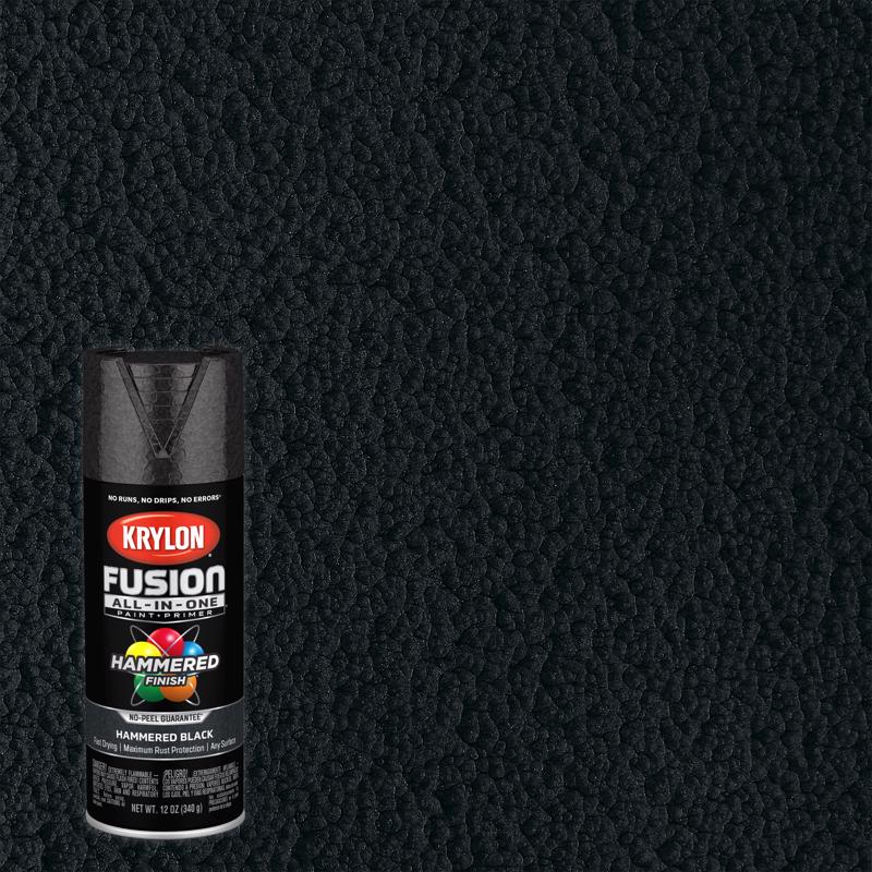 KRYLON - Krylon Fusion All-In-One Hammered Black Paint+Primer Spray Paint 12 oz - Case of 6